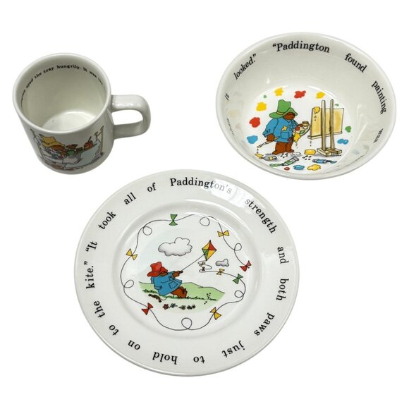 Coalport Paddington Bear Eden 1984 Bowl Plate Cup Set Open Box Unused 1984 - Picture 4 of 16